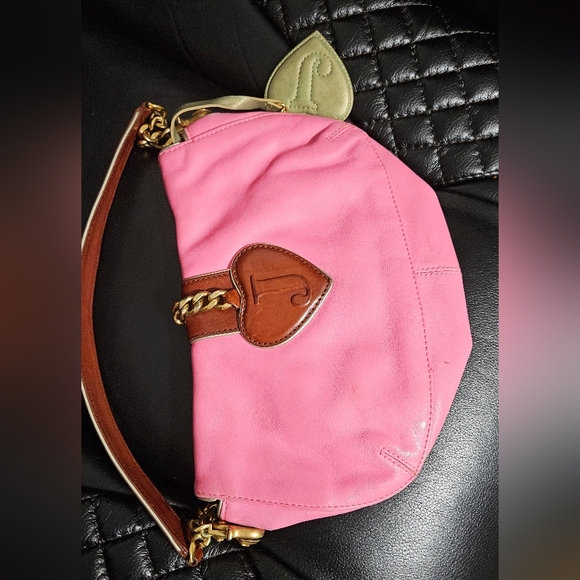 Juicy Couture Pink & Brown Shoulder Bag with Gold Chain Detail - Picture 3 of 5